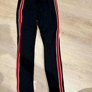 Zara Black and Red Track Pants with Sporty Stripes
